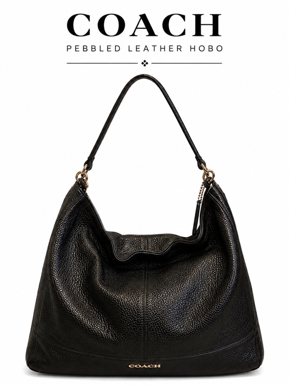 Vintage Coach Y2K Black Pebbled Leather Hobo Bag Large Slouchy Quiet Luxury - Picture 1 of 11